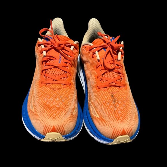 Hoka One One Bondi 9.5 Mens Running Shoes Orange/Blue Size 10.5 Lightweight - Picture 2 of 15
